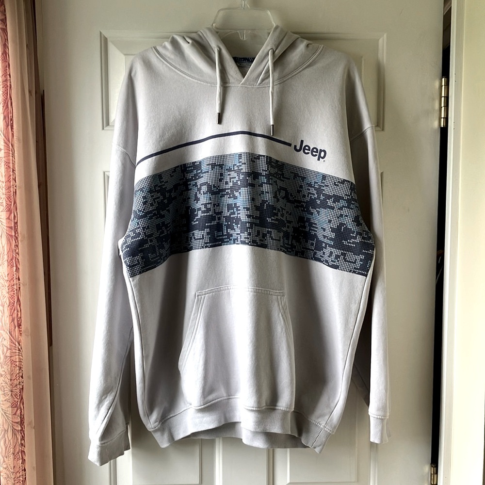 Jeep Men’s Cotton Blend Hoodie Gray/Blue Size 2XL